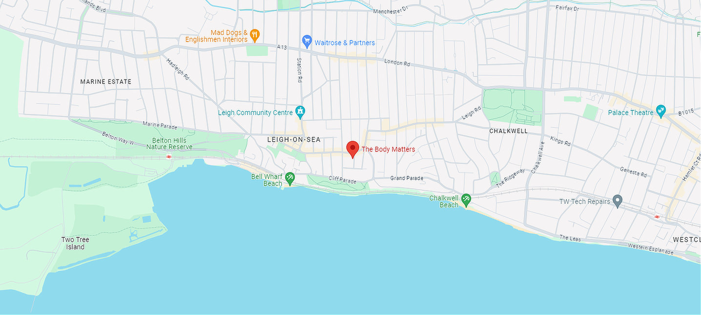 Map showing The Body Matters location in Leigh-on-Sea